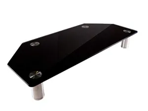 Monoprice Corner Multimedia Desktop Stand, Black Glass 23.6" x 10.2" - Stand & Riser, Laptop Stand, Desktop TV Stand w/Height Adjustable Legs - Workstream Collection