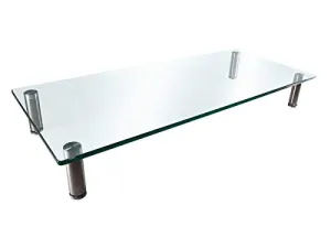 Monoprice Multimedia Riser Desktop Monitor Stand - Medium, 25.6 x 11.0 Inches, Clear Glass - Workstream Collection