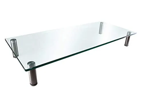 Monoprice Multimedia Riser Desktop Monitor Stand - Medium, 25.6 x 11.0 Inches, Clear Glass - Workstream Collection
