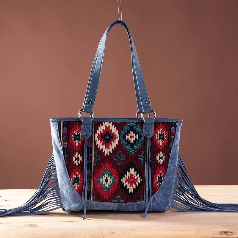Montana West Aztec Tapestry Fringe Concealed Carry Tote