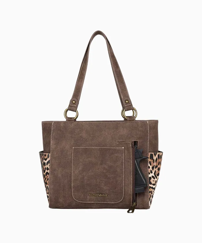 Montana West Embroidered Floral Leopard Concealed Carry Tote