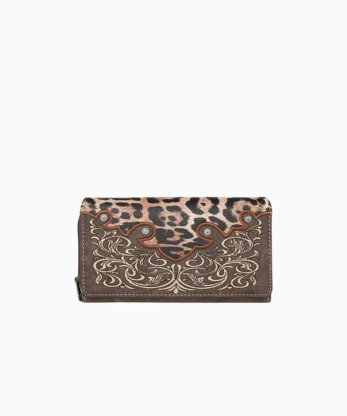 Montana West Embroidered Floral Leopard Concealed Carry Tote