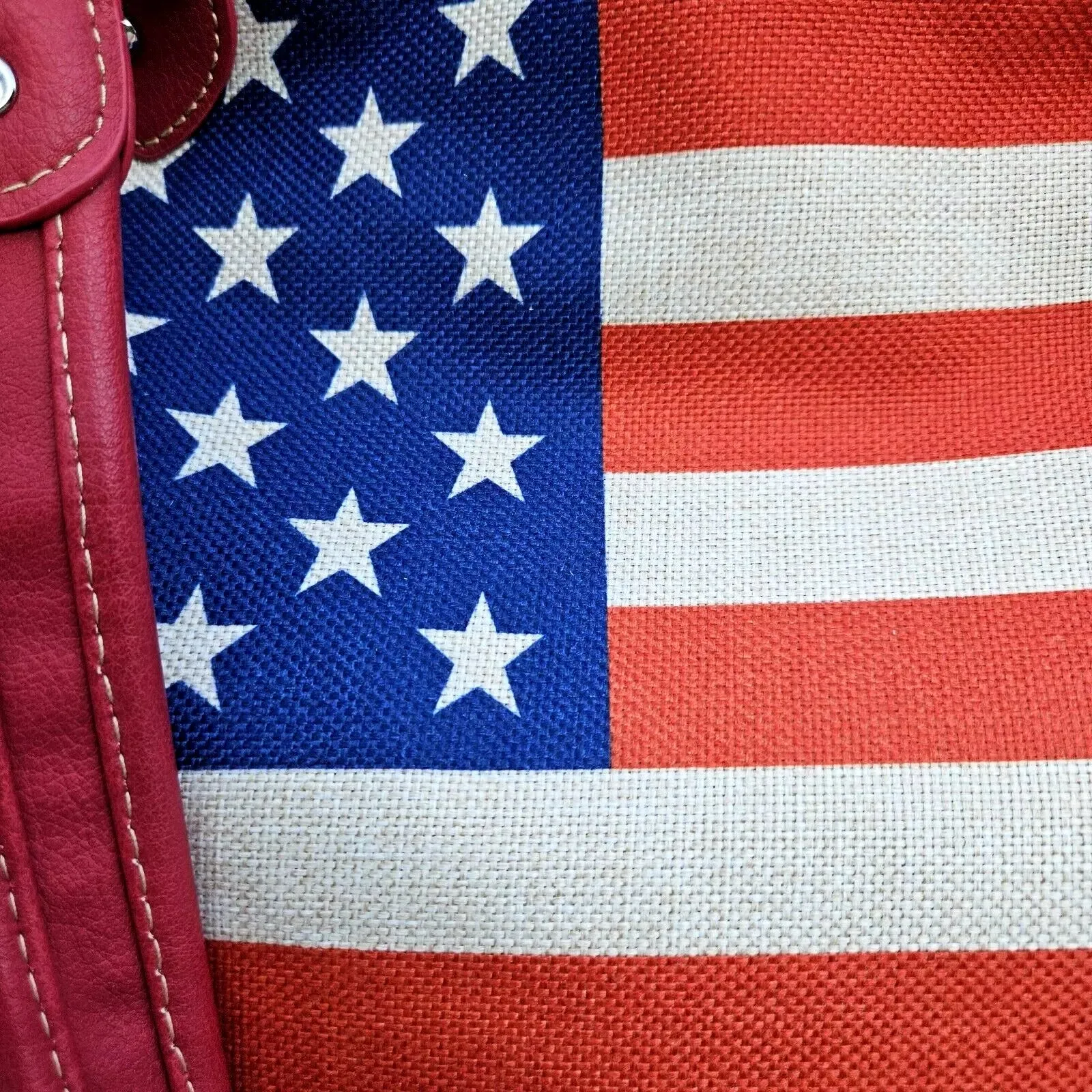 Montana West US Flag Star Stripes Patriotic Campaign Rally Canvas Tote Bag