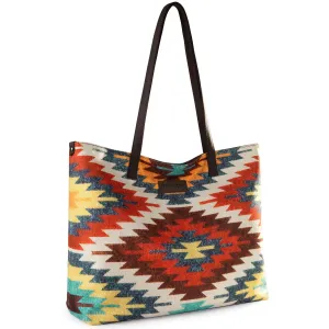 Montana West Wrangler Aztec Pattern Print Canvas Tote Bag - Multi - WG53-8112