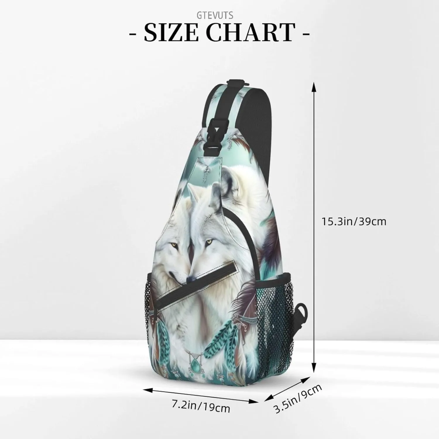 Navajo Teal Wolves Crossbody Bag for Women Men- Vintage Elegant Chest Bag Sling Bag Fashion Backpack Daypack