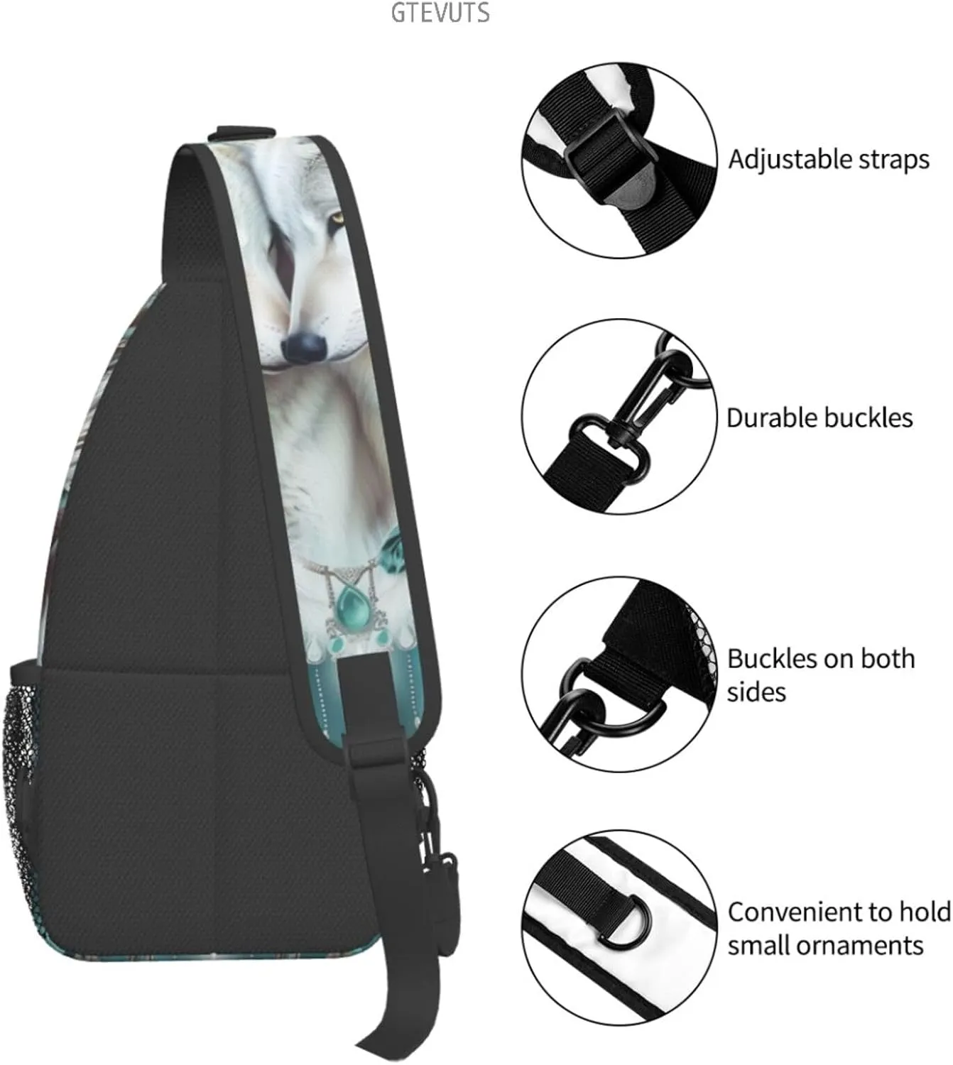 Navajo Teal Wolves Crossbody Bag for Women Men- Vintage Elegant Chest Bag Sling Bag Fashion Backpack Daypack