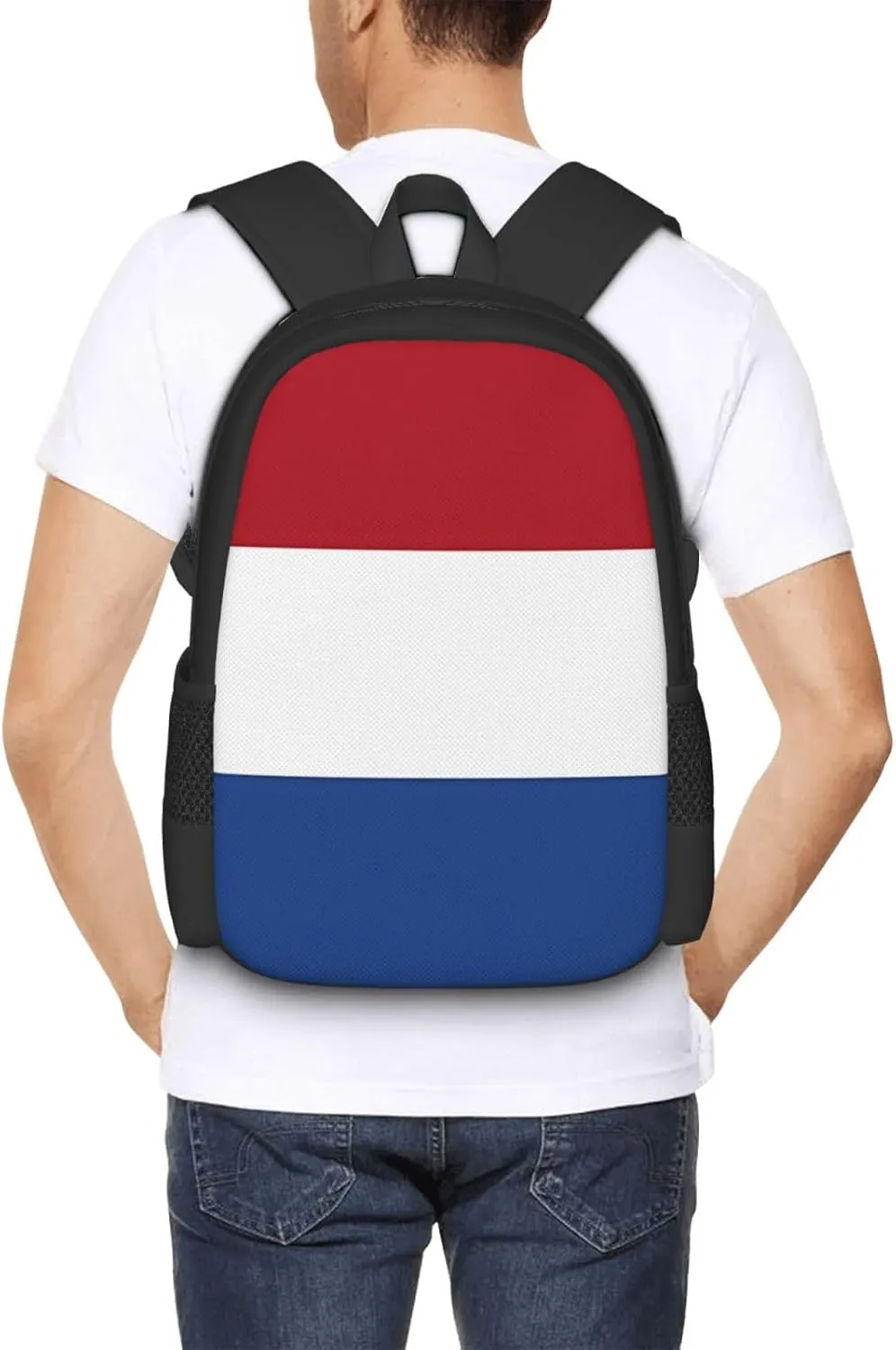 Netherlands Holland Flag Casual Backpack Large Capacity Backpacks 15 Inch Laptop Back Pack Travel Rucksack Daypack Commuter Bags with Adjustable Strap for Camping