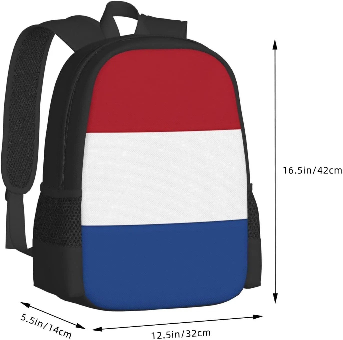 Netherlands Holland Flag Casual Backpack Large Capacity Backpacks 15 Inch Laptop Back Pack Travel Rucksack Daypack Commuter Bags with Adjustable Strap for Camping
