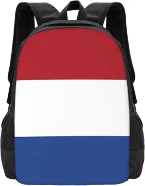 Netherlands Holland Flag Casual Backpack Large Capacity Backpacks 15 Inch Laptop Back Pack Travel Rucksack Daypack Commuter Bags with Adjustable Strap for Camping