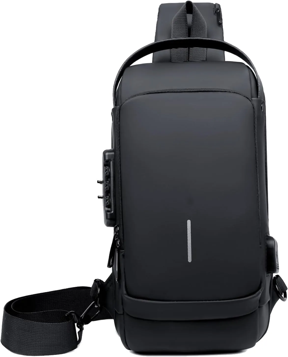 New Carbon Fiber Streamline Anti-Theft Sling Bag, USB Charging Sport Sling Anti Theft Shoulder Bag for Men, Waterproof