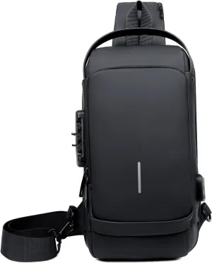 New Carbon Fiber Streamline Anti-Theft Sling Bag, USB Charging Sport Sling Anti Theft Shoulder Bag for Men, Waterproof