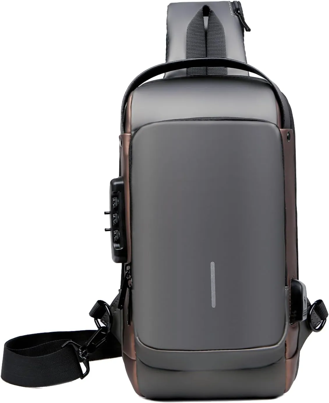 New Carbon Fiber Streamline Anti-Theft Sling Bag, USB Charging Sport Sling Anti Theft Shoulder Bag for Men, Waterproof