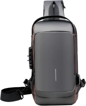 New Carbon Fiber Streamline Anti-Theft Sling Bag, USB Charging Sport Sling Anti Theft Shoulder Bag for Men, Waterproof