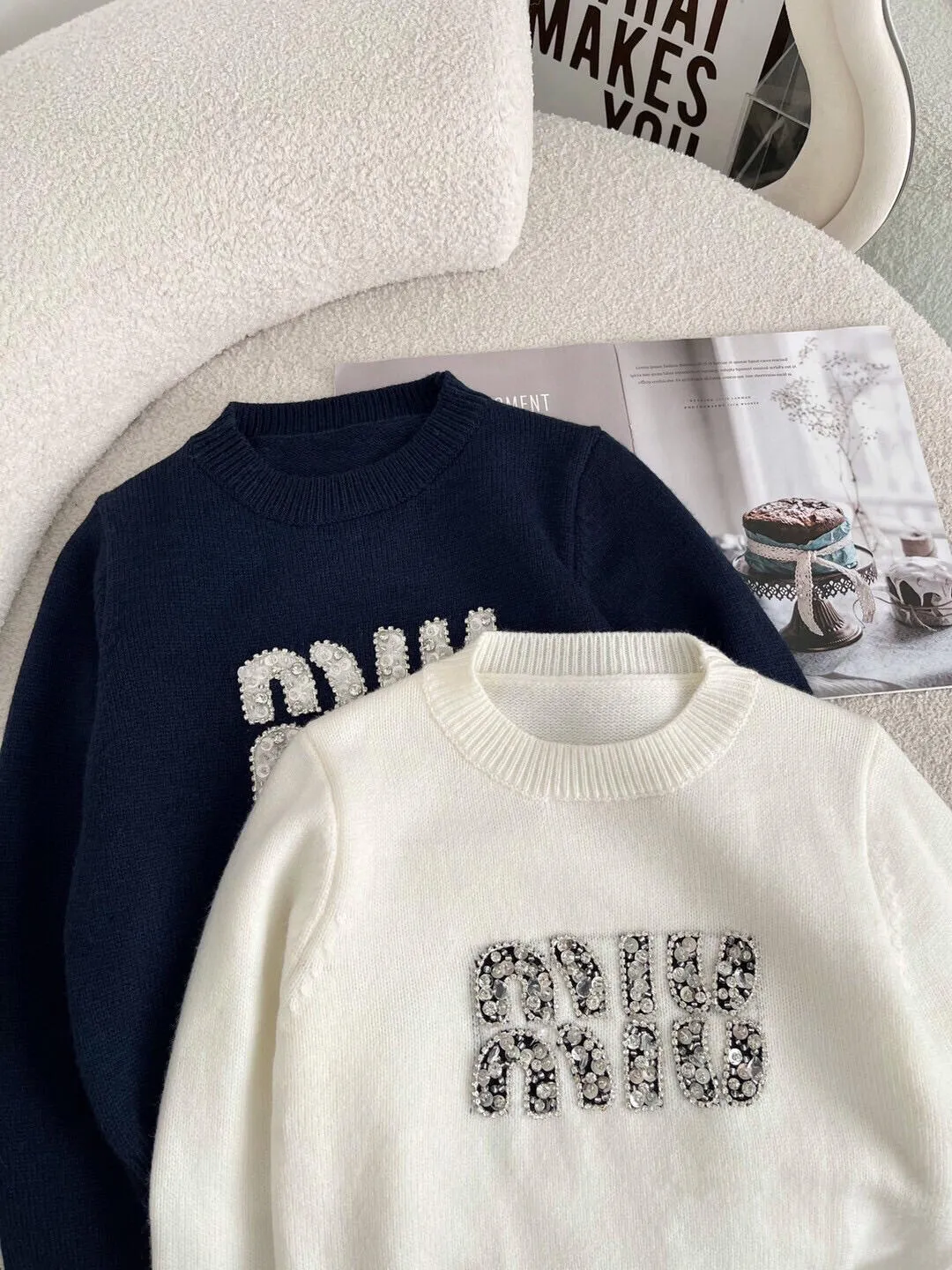 new hot diamond letter logo knitted long sleeve