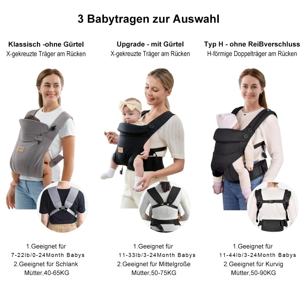 New Upgrade Ergonomic Baby Carrier Newborn Toddler Wrap Carrier,Hands Free Baby Sitting Support Sling,Breathable,Perfect for Infants/Chest Sling for Babies Shower Gift (Black)
