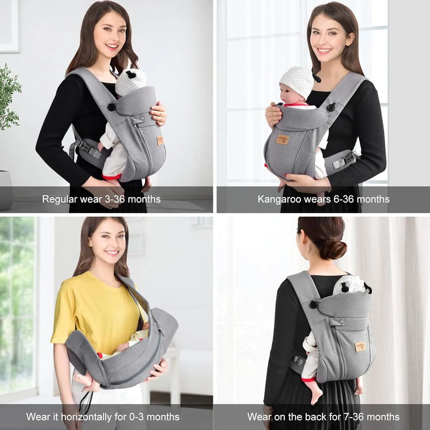 New Upgrade Ergonomic Baby Carrier Newborn Toddler Wrap Carrier,Hands Free Baby Sitting Support Sling,Breathable,Perfect for Infants/Chest Sling for Babies Shower Gift (Dark Grey)