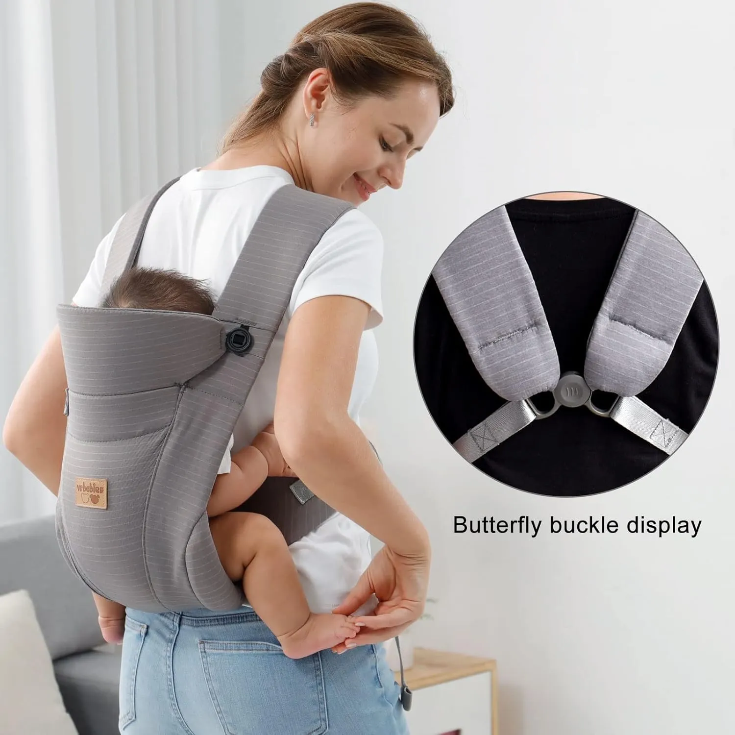 New Upgrade Ergonomic Baby Carrier Newborn Toddler Wrap Carrier,Hands Free Baby Sitting Support Sling,Breathable,Perfect for Infants/Chest Sling for Babies Shower Gift (Dark Grey)
