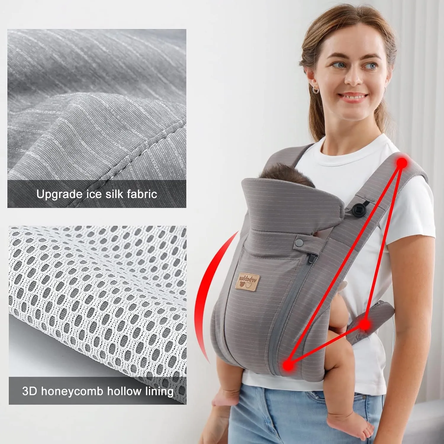 New Upgrade Ergonomic Baby Carrier Newborn Toddler Wrap Carrier,Hands Free Baby Sitting Support Sling,Breathable,Perfect for Infants/Chest Sling for Babies Shower Gift (Dark Grey)