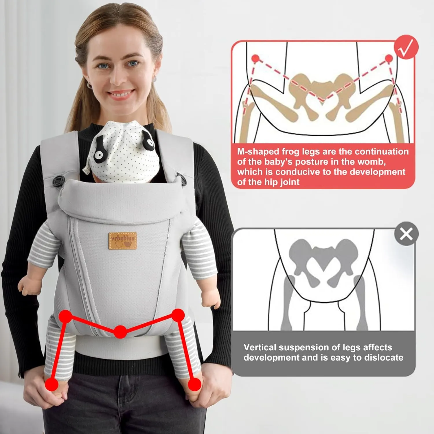New Upgrade Ergonomic Baby Carrier Newborn Toddler Wrap Carrier,Hands Free Baby Sitting Support Sling,Breathable,Perfect for Infants/Chest Sling for Babies Shower Gift(Light Grey)