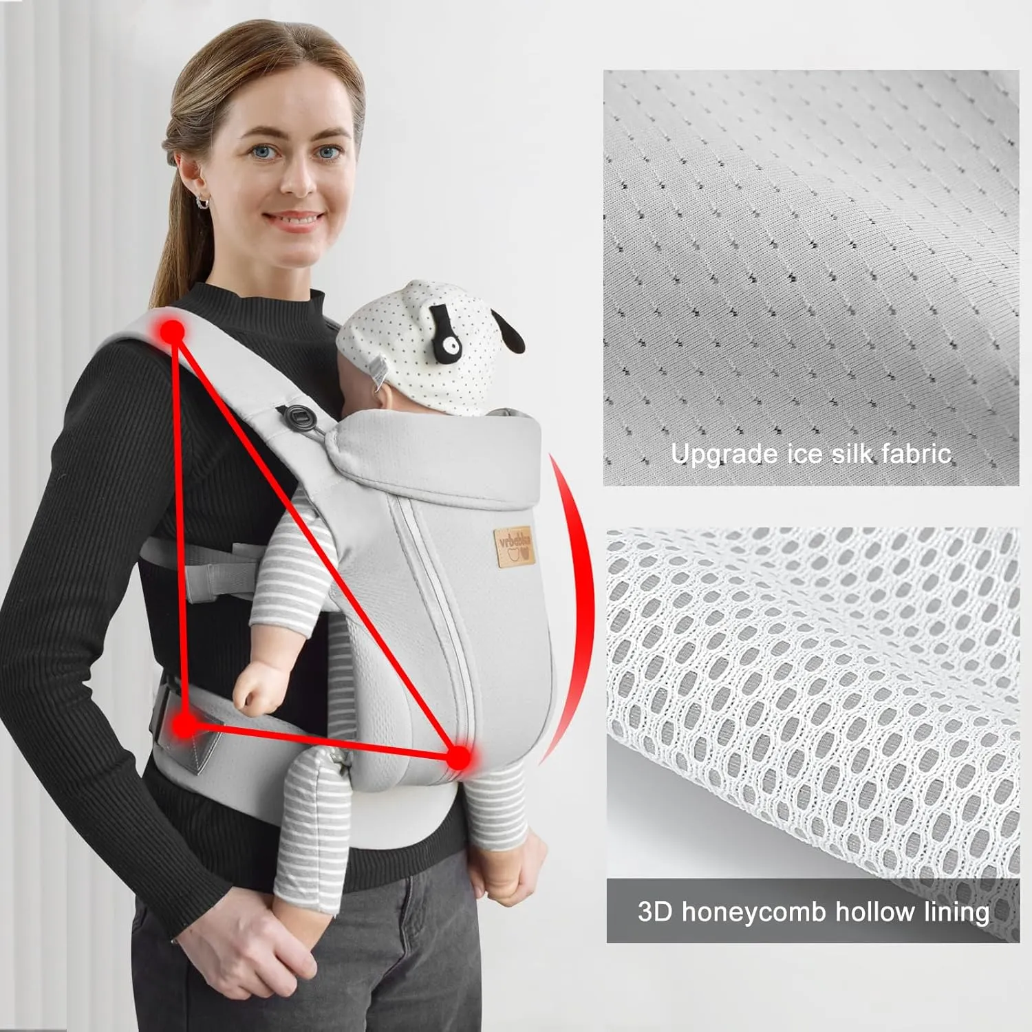 New Upgrade Ergonomic Baby Carrier Newborn Toddler Wrap Carrier,Hands Free Baby Sitting Support Sling,Breathable,Perfect for Infants/Chest Sling for Babies Shower Gift(Light Grey)