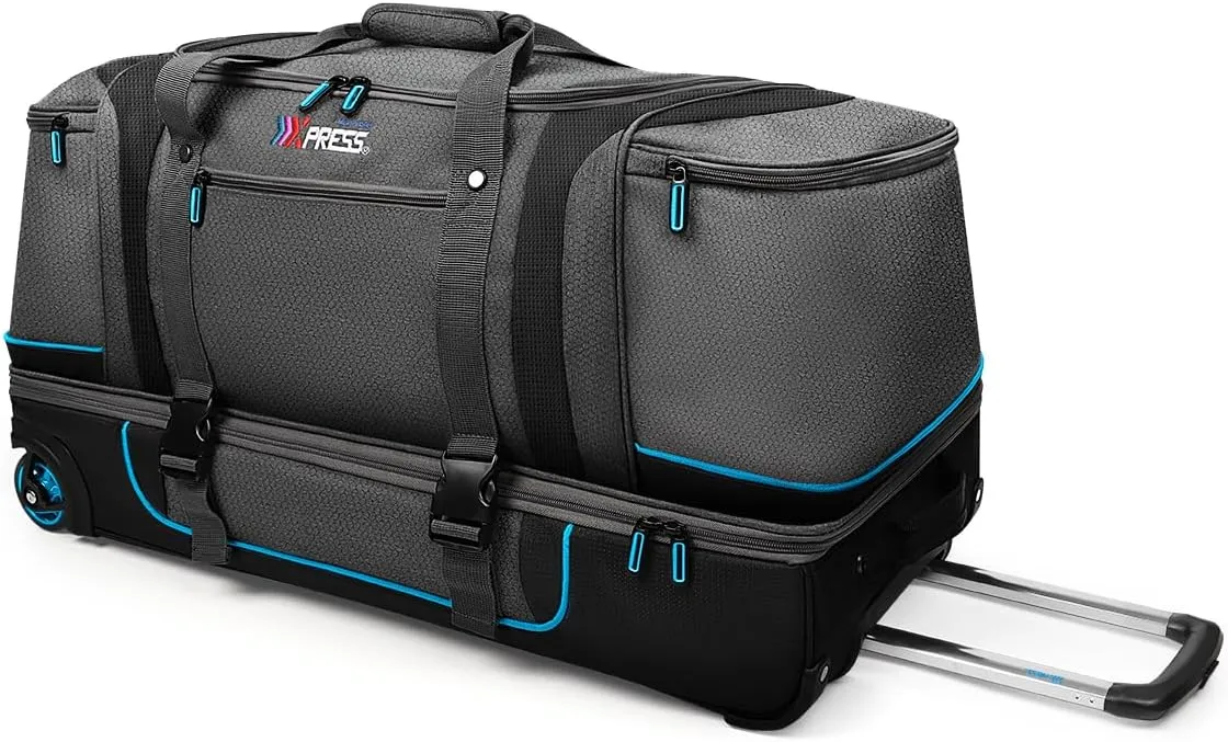 NewYork XPress Blue 30" Rolling Duffel Bag Two Silent Wheels With Corner Covers