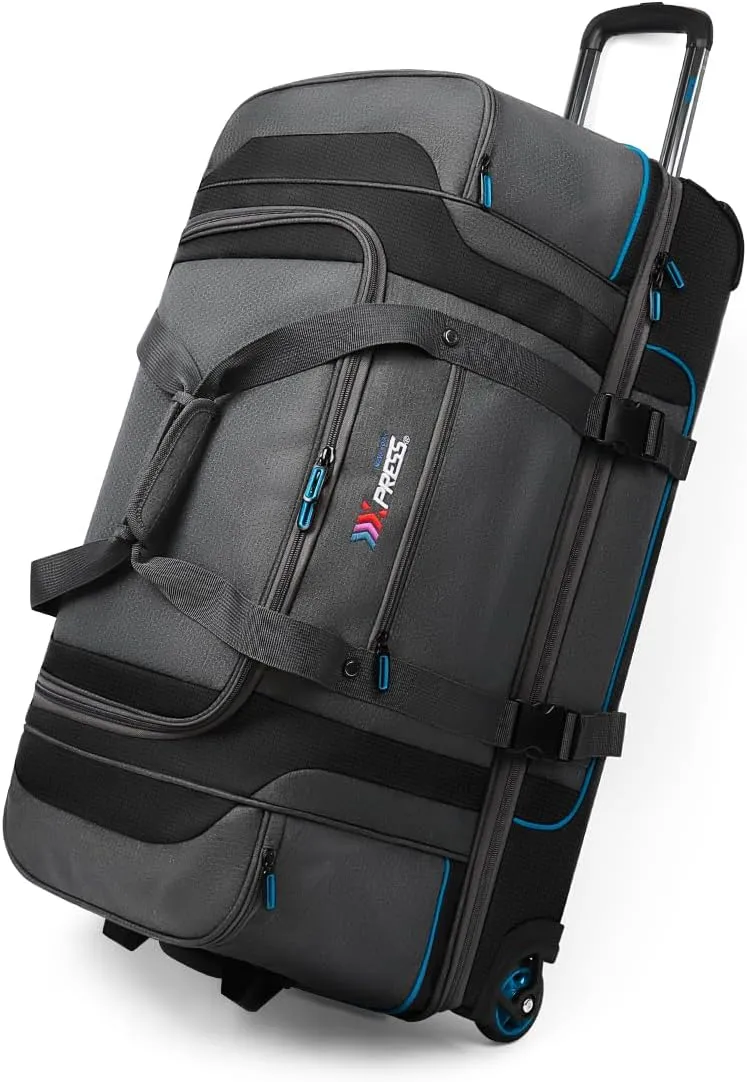 NewYork XPress Blue 30" Rolling Duffel Bag Two Silent Wheels With Corner Covers