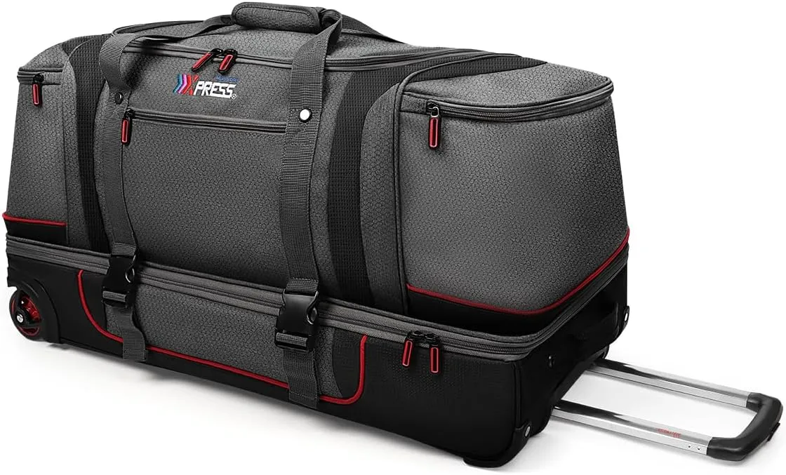 NewYork XPress Red 30" Rolling Duffel Bag Two Silent Wheels With Corner Covers