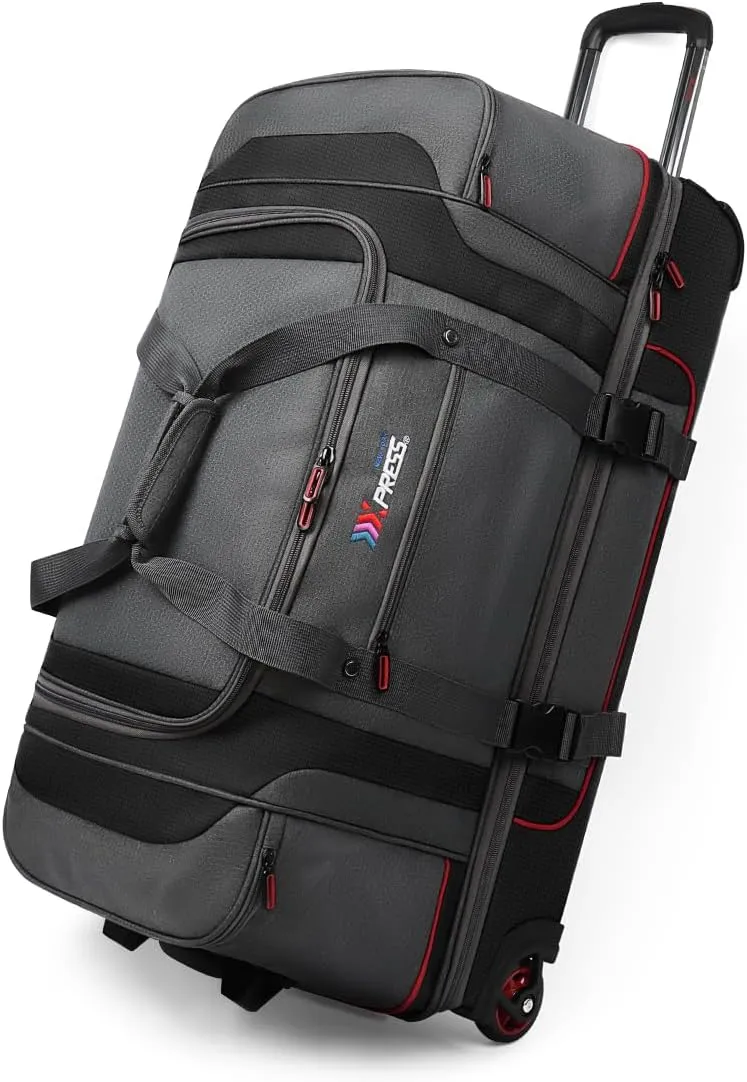 NewYork XPress Red 30" Rolling Duffel Bag Two Silent Wheels With Corner Covers