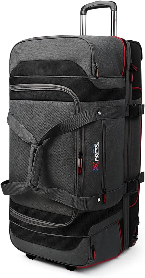 NewYork XPress Red 30" Rolling Duffel Bag Two Silent Wheels With Corner Covers