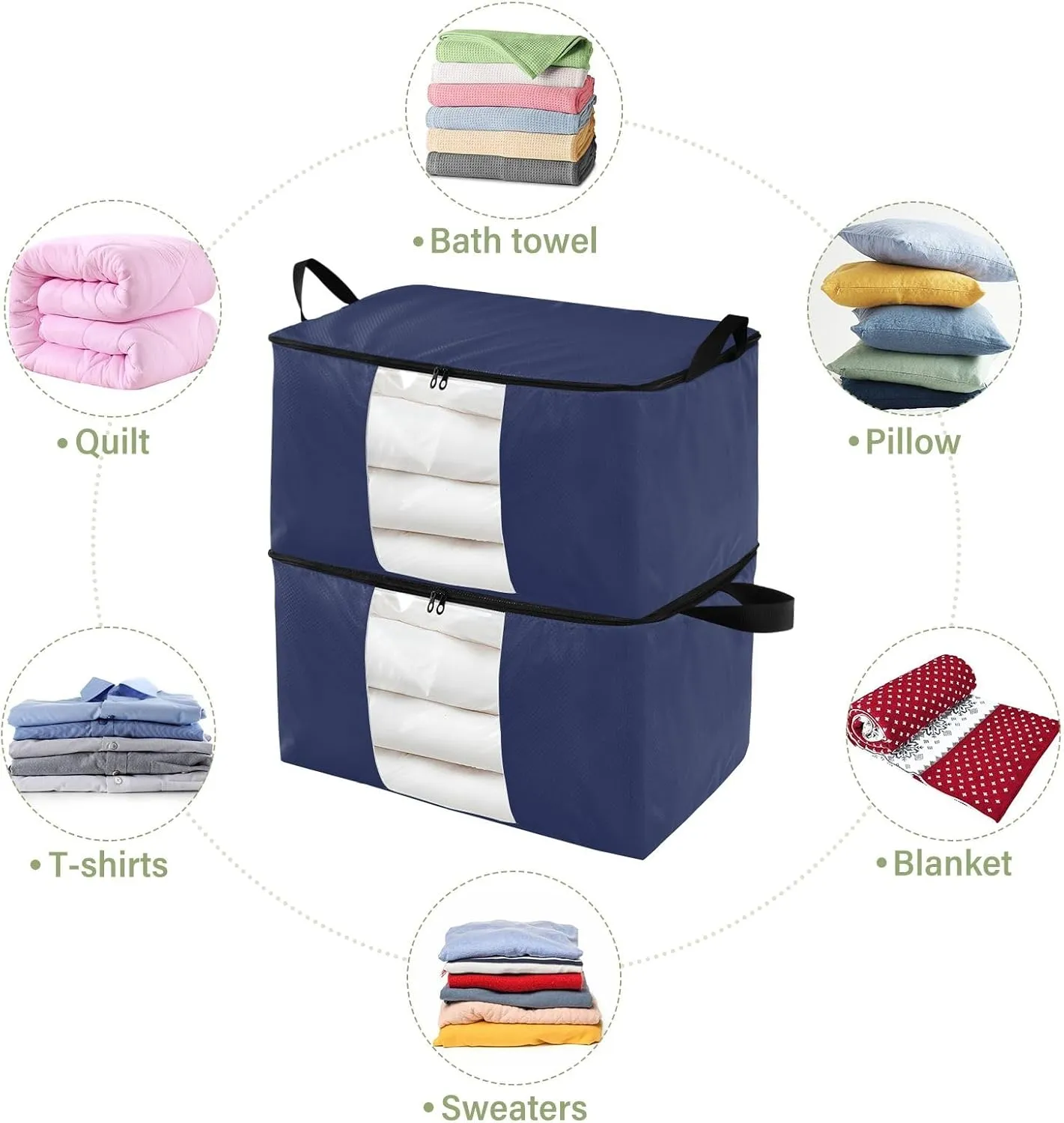 Noble Blue Clothing Storage Bins Bins Bags Closet Organizers Sweater Clothes Storage Containers for Closet Organizers Storage Containers (2 Pcs, 95L)