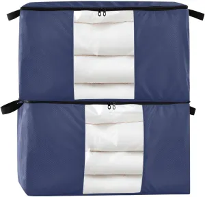 Noble Blue Clothing Storage Bins Bins Bags Closet Organizers Sweater Clothes Storage Containers for Closet Organizers Storage Containers (2 Pcs, 95L)