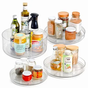 NOSTALGIQ 4-Pack Lazy Susan Organizer | Rotating Pantry Organizers and Storage | Clear Lazy Susan for Table Top, Cabinet Organizer, Perfume Organizer, Spice Rack Organizer (9", 10", 11", 12")