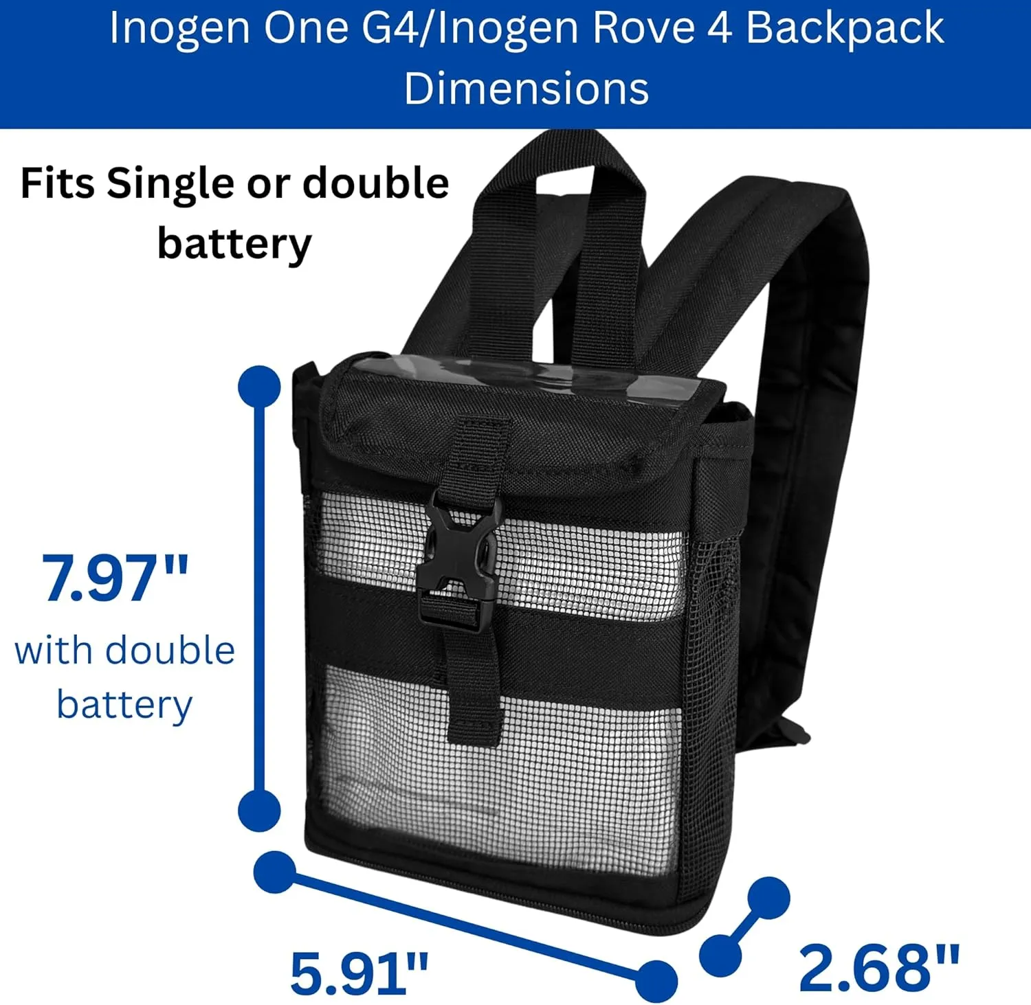 O2totes Ultra LightWeight Backpack Fits The Inogen One G4/OxyGo Fit/Lightest Backpack for The Inogen One G4, under 10 ounces