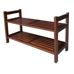 ORE International 15-1/2-Inch Mahogany Stackable Shoe Rack