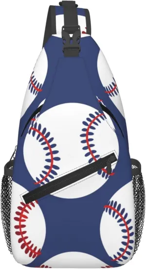 OSAM SPACE Baseball Softball Stitches Sling Bag Crossbody Backpack, Sports Sling Chest Bag for Women Men Travel Gym Daypack
