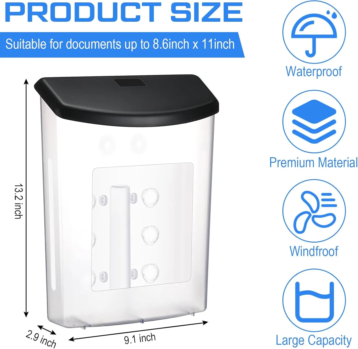 Outdoor Estate Brochure Box Plastic Brochure Waterproof Wall Mount Flyer Holder Mail Box Business Card Holder for Office Store Estate Supplies (9 Pcs)