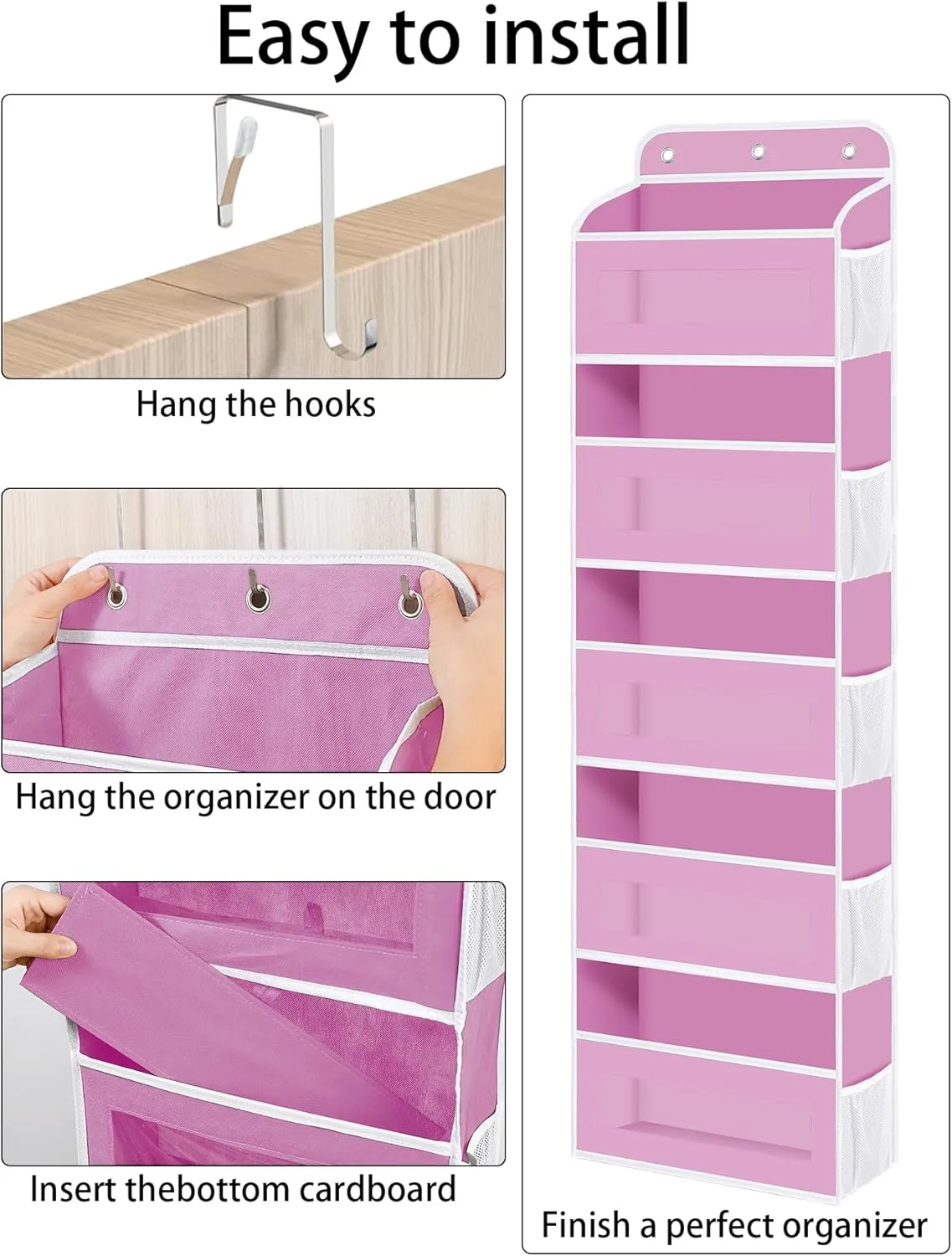Over The Door Organizer, 5 Shelves Closet Door Hanging Organizer with 10 Mesh Pockets, Stuffed Animal Storage for Nursery, Baby Essentials, Dorm Room Essentials for Girls