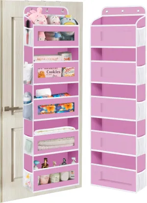 Over The Door Organizer, 5 Shelves Closet Door Hanging Organizer with 10 Mesh Pockets, Stuffed Animal Storage for Nursery, Baby Essentials, Dorm Room Essentials for Girls