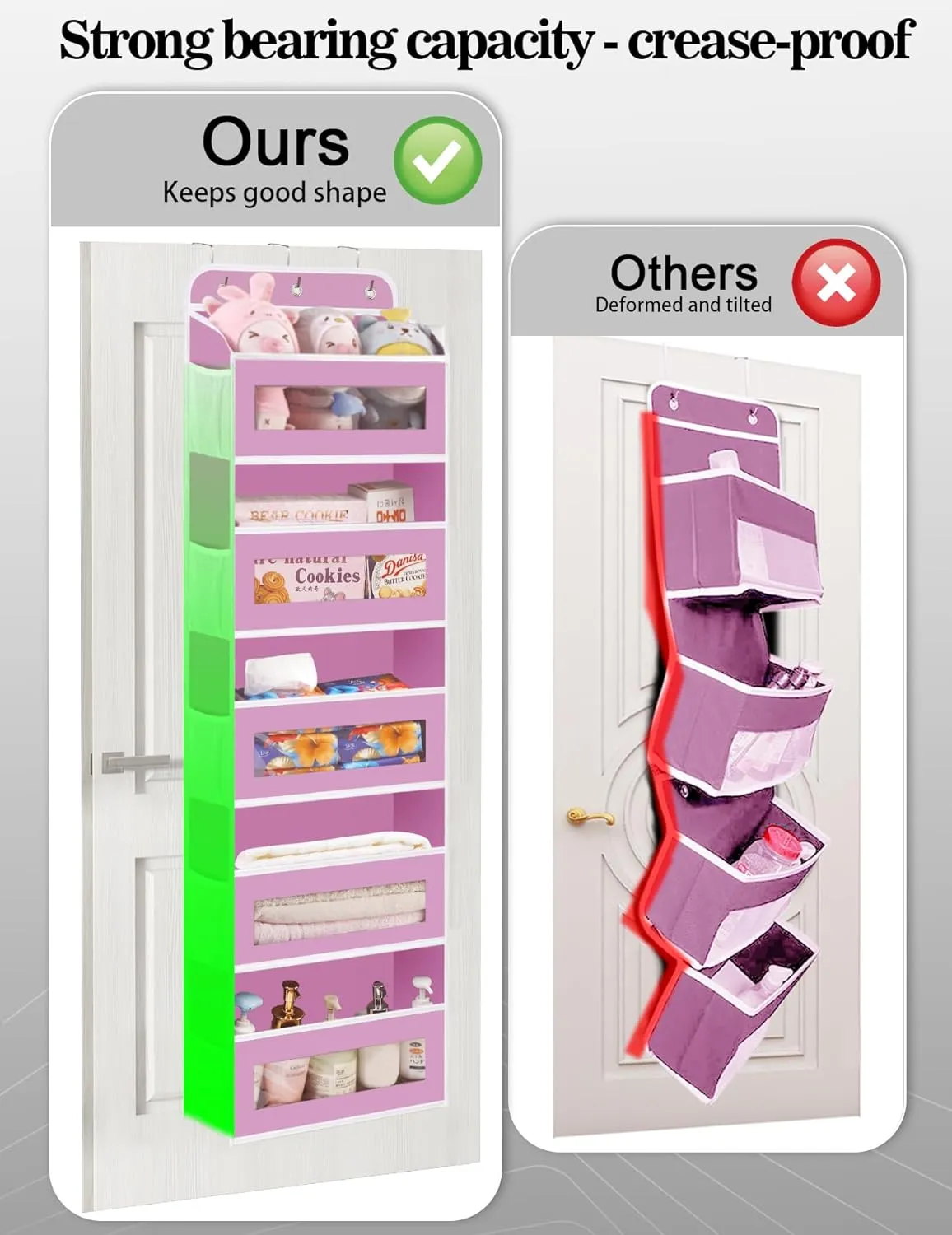 Over The Door Organizer, 5 Shelves Closet Door Hanging Organizer with 10 Mesh Pockets, Stuffed Animal Storage for Nursery, Baby Essentials, Dorm Room Essentials for Girls