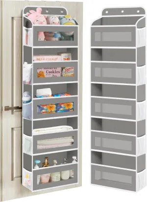 Over The Door Organizer, 5 Shelves Closet Door Hanging Organizer with 10 Mesh Pockets, Stuffed Animal Storage for Nursery, Baby Essentials, Dorm Room Essentials for Girls