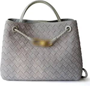 Oversize Genuine Leather Woven Handbags for Women Tote Bag Large Crossbody Women's Top-handle Handbags for Work/Travel