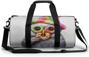 Owl Eat Doughnut Novelty Large Duffel Bag Lightweight Gym Bag Travel Tote Bags