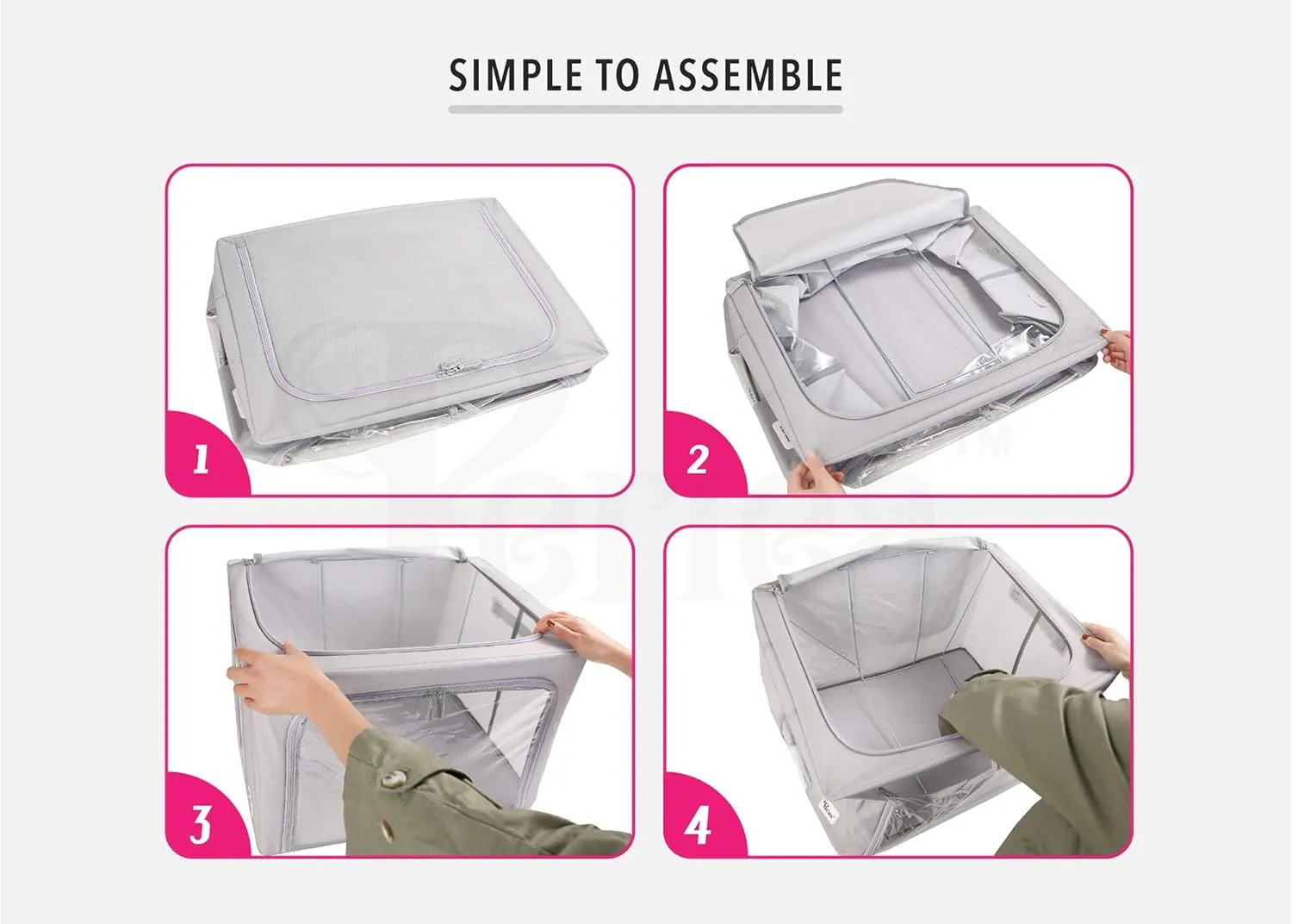 Oxford Cloth Steel Frame Storage Boxes - Under-Bed or in Closet - Pack of 2 Small Organizers (Camel)