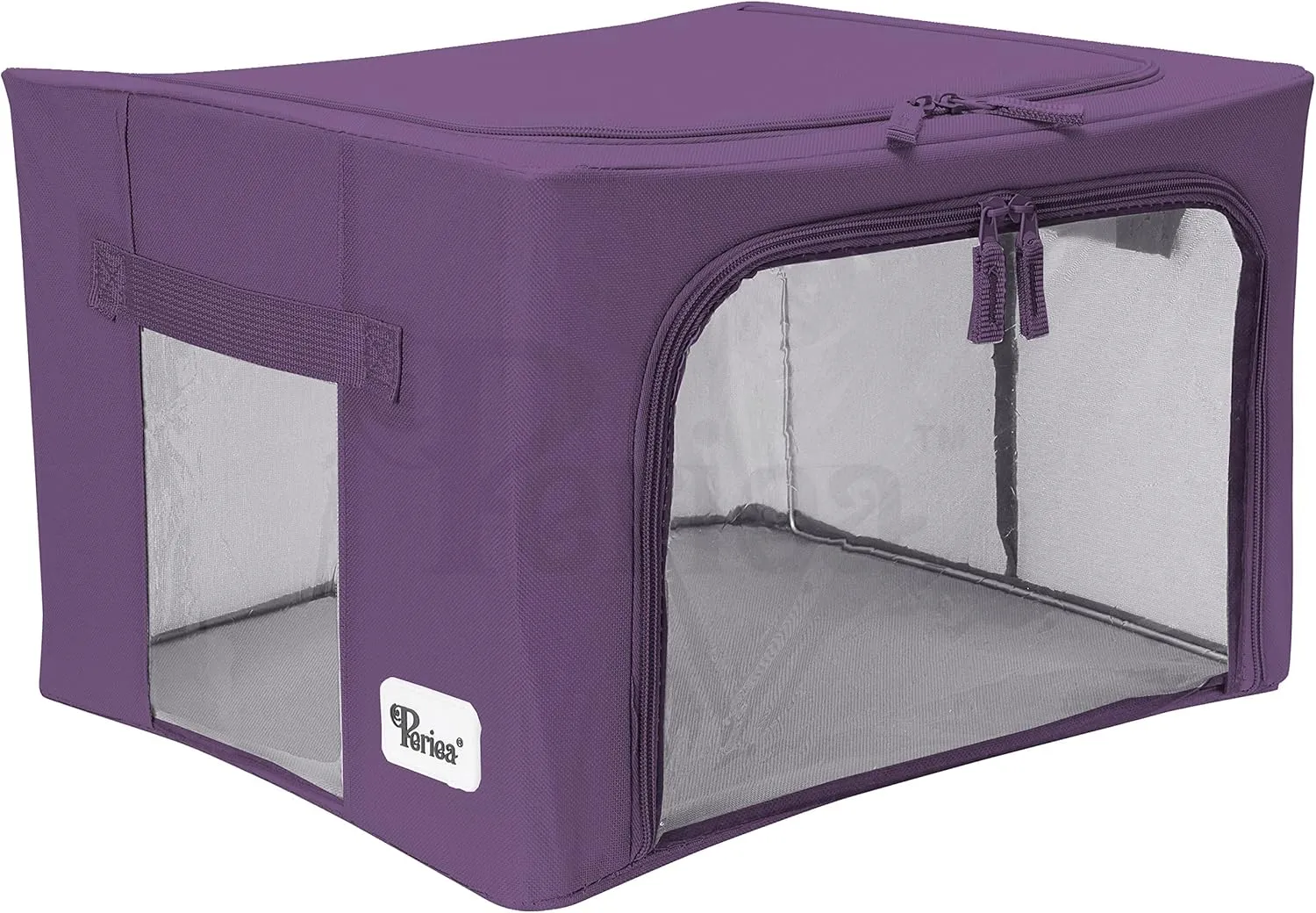 Oxford Cloth Steel Frame Storage Boxes - Under-Bed or in Closet - Pack of 2 Small Organizers (Eggplant/Merlot)