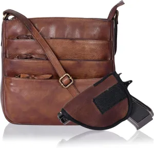 Ozora Multi Pockets Handmade Leather Crossbody Handbags & Sling Bag for Men & Women with Detachable Holster
