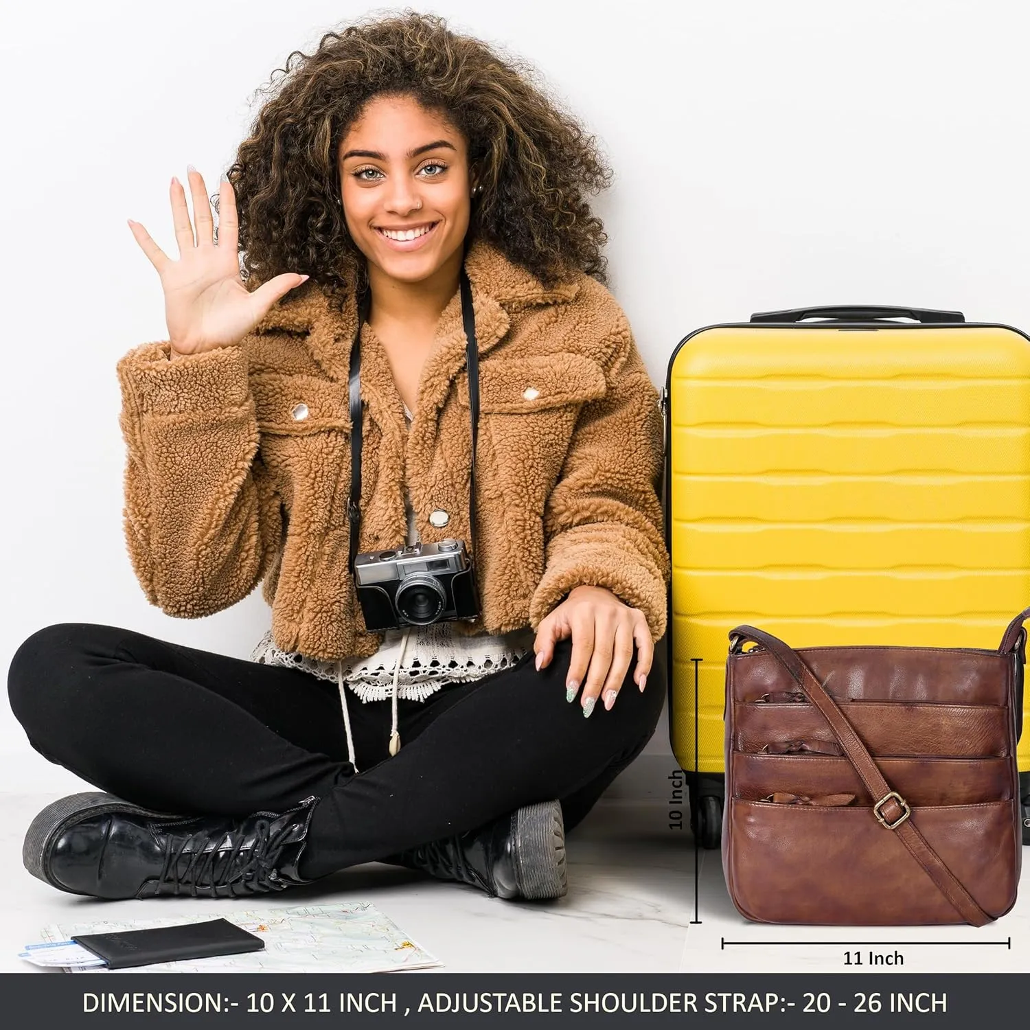 Ozora Multi Pockets Handmade Leather Crossbody Handbags & Sling Bag for Men & Women with Detachable Holster