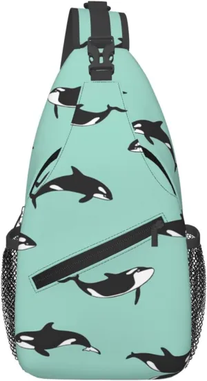 Pacific Ocean Whale Print Sling Bag Crossbody Backpack For Women Men Hiking Travel Over The Shoulder Multipurpose Bag