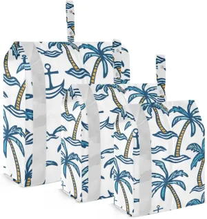 Packing Travel Organizer Blue Coconut Tree and Spear 3 Piece Zipper Bag Set
