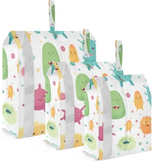 Packing Travel Organizer Cartoon Colorful Bacterial 3 Piece Zipper Bag Set