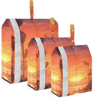 Packing Travel Organizer Sunset Street Car Landscape 3 Piece Zipper Bag Set